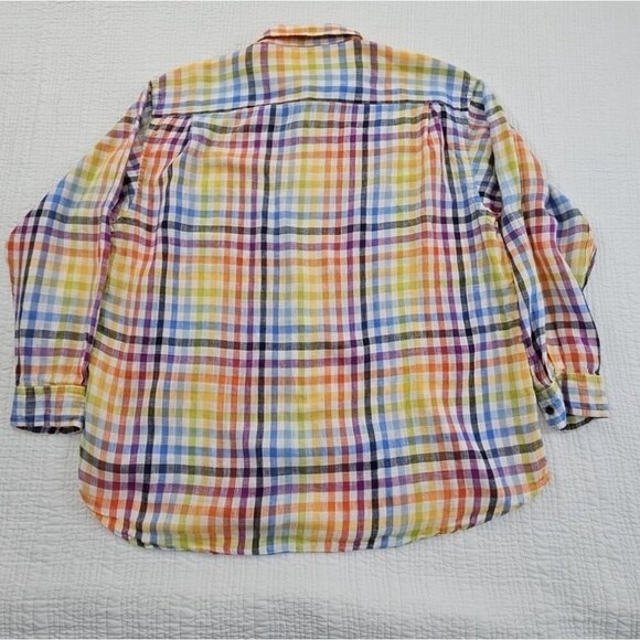Orvis Signature Collection 100% Linen Shirt Men's XL Multicolor Plaid LS EUC - Picture 8 of 13